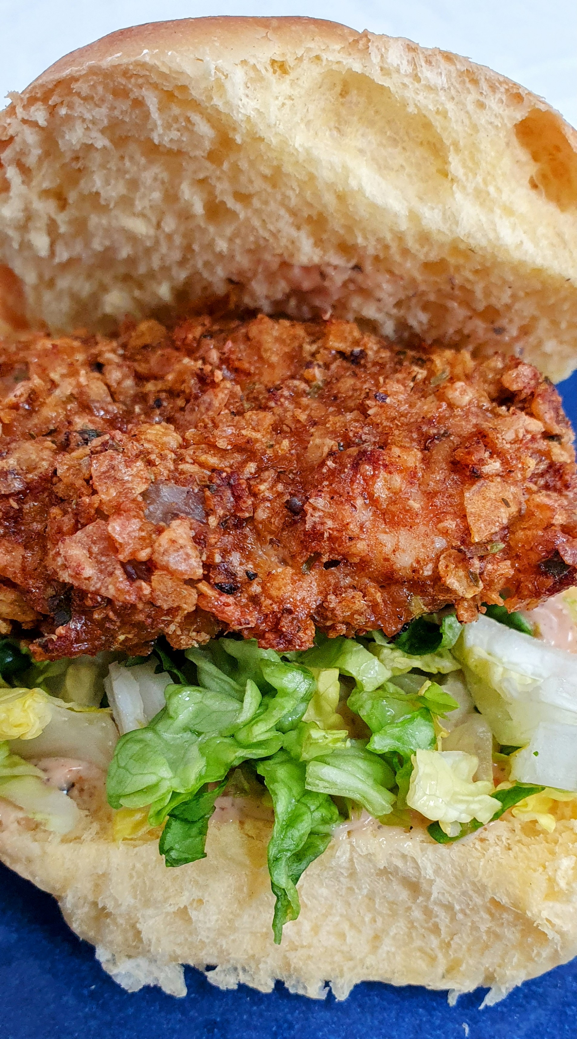 Spicy Chicken Burger with a Cornflake Crust